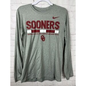 NIKE OU Oklahoma SOONERS gray long sleeve t-shirt sz S The Nike‎ Tee Dri-Fit GUC